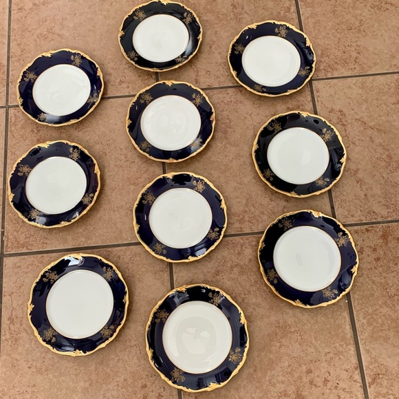 Vintage 10 Reichenbach Echo Kobalt Blue/Gold Plates - Picture 1 of 14